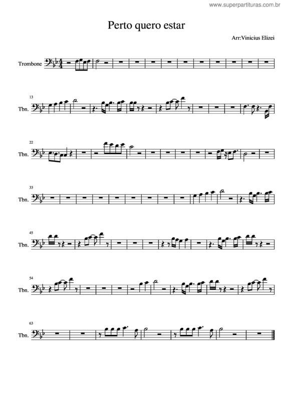 Partitura da música Perto Quero Estar Trombone