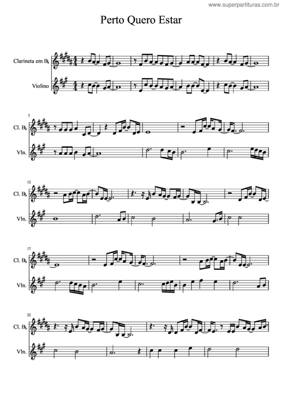 Partitura da música Perto Quero Estar v.3