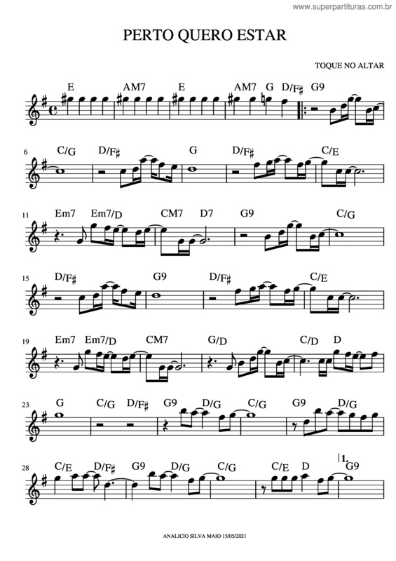Partitura da música Perto Quero Estar v.4