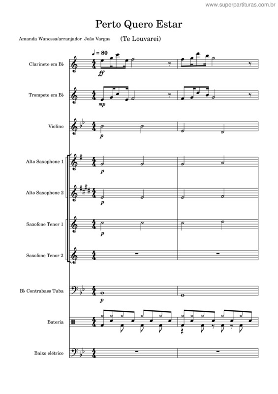 Partitura da música Perto Quero Estar v.5