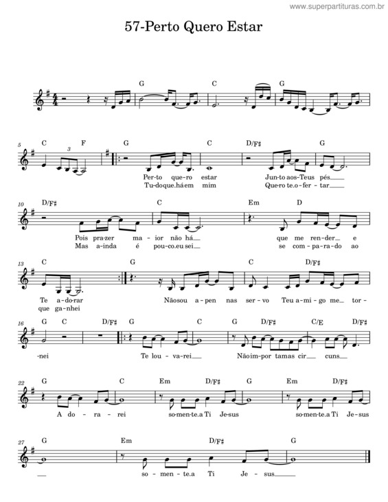 Partitura da música Perto Quero Estar v.7