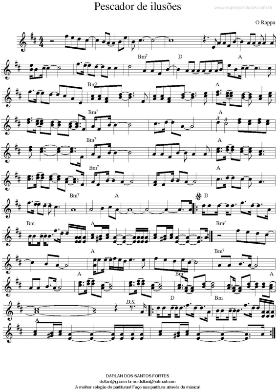 Partitura da música Pescador de Ilusões v.2