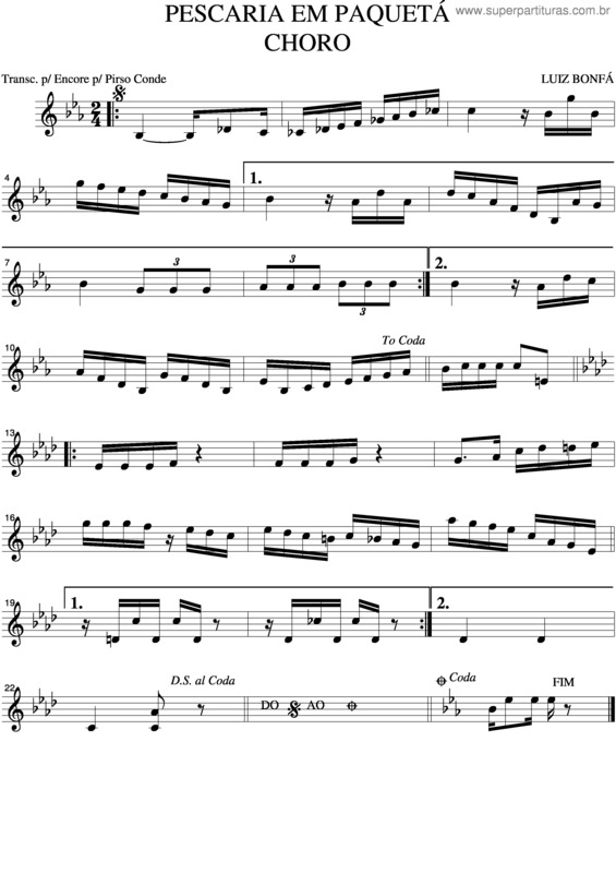 Partitura da música Pescaria Em Paqueta