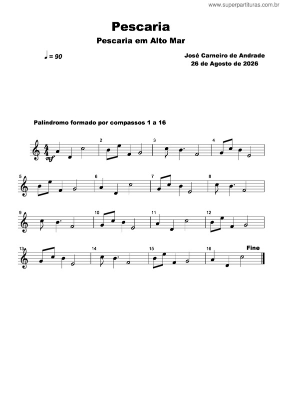 Partitura da música Pescaria
