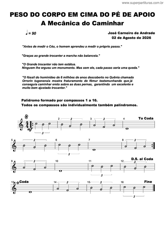 Partitura da música Peso Do Corpo Em Cima Do Pé De Apoio