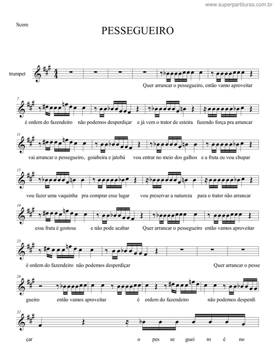 Partitura da música Pessegueiro v.2