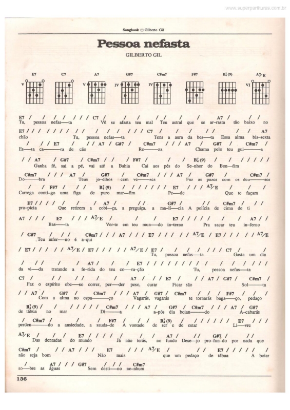 Partitura da música Pessoa Nefasta