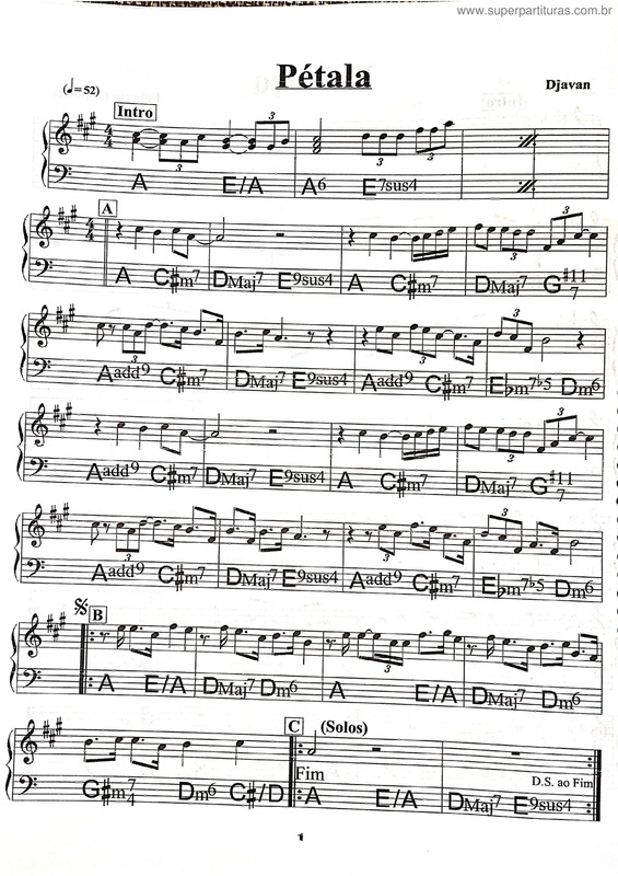 Partitura da música Pétala v.6