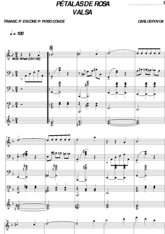 Partitura da música Pétalas de Rosa