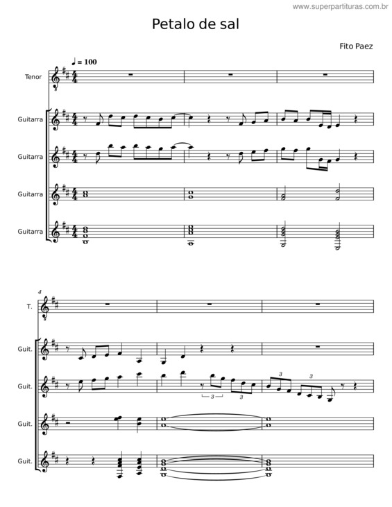 Partitura da música Petalo De Sal – Fito Paez v.2