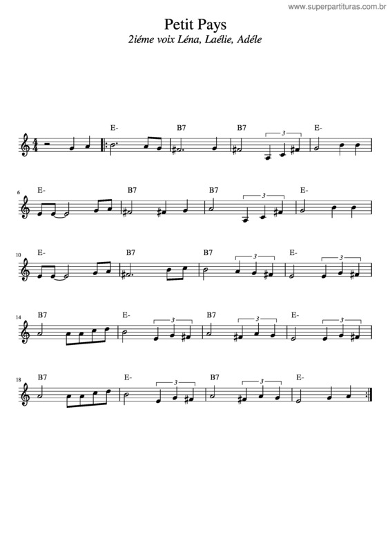 Partitura da música Petit_Pays 2Ièmevoix Lenalaélieadéle
