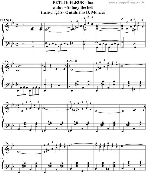 Partitura da música Petite Fleur v.2