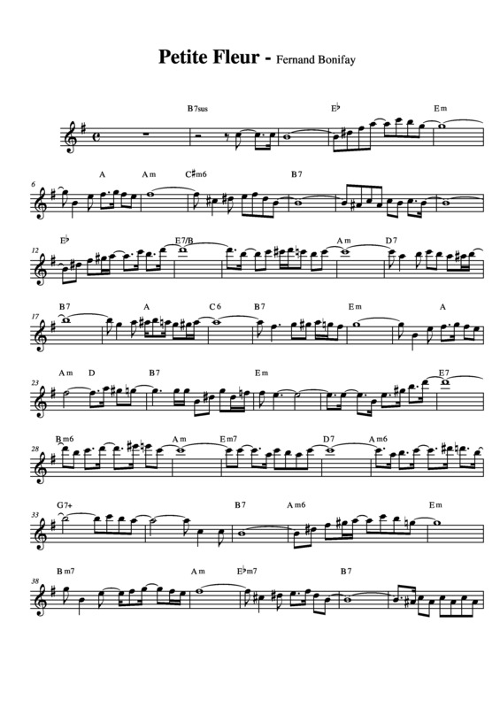 Partitura da música Petite Fleur v.3