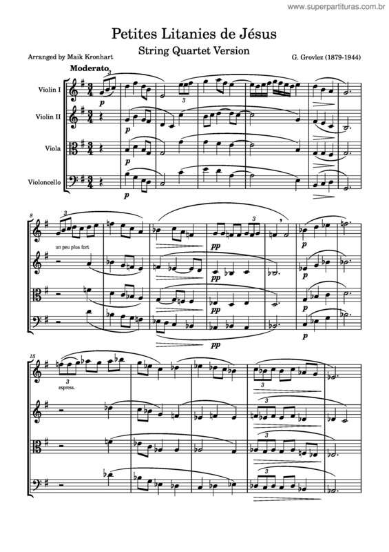Partitura da música Petites Litanies De Jésus – Gabriel Grovlez