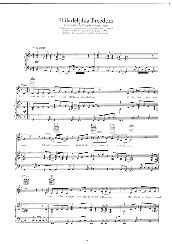 Partitura da música Philadelphia Freedom