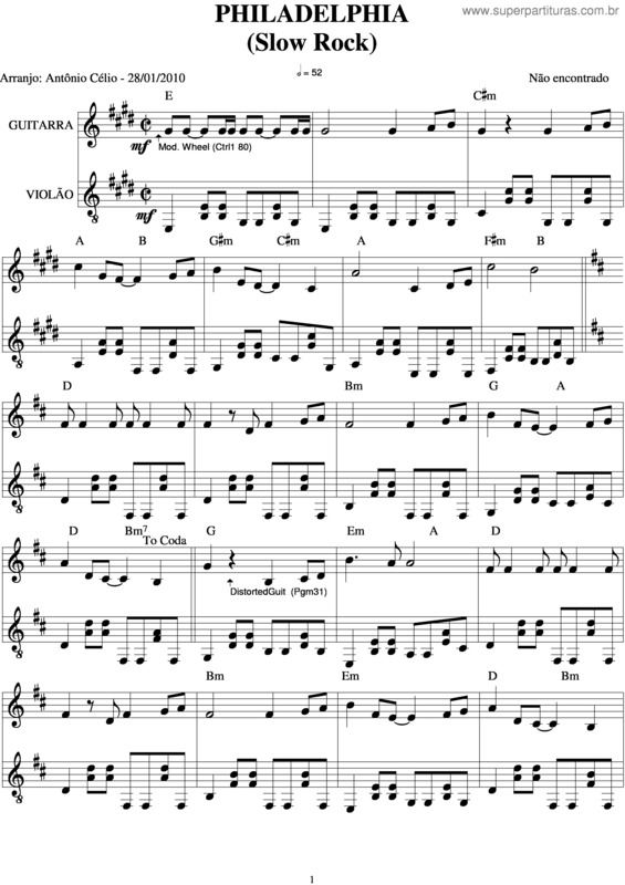 Partitura da música Philadelphia v.2