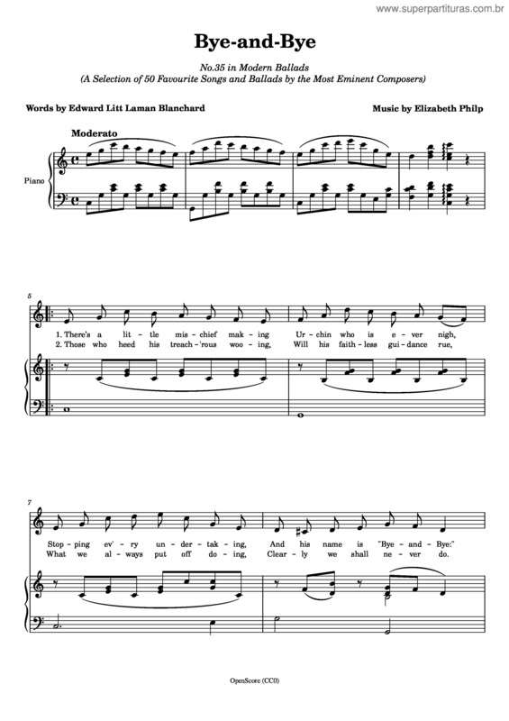 Partitura da música Philp Elizabeth  Bye–And–Bye