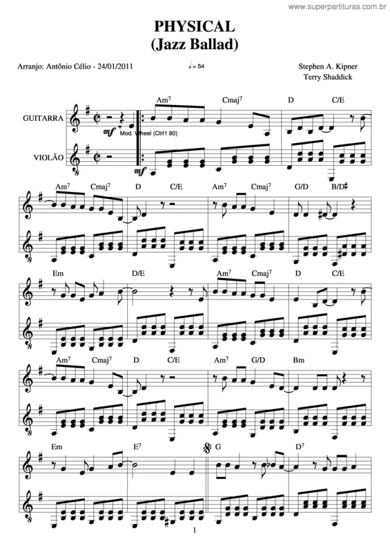 Partitura da música Physical v.2