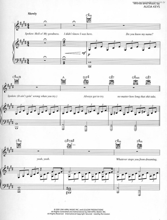 Partitura da música Piano & I