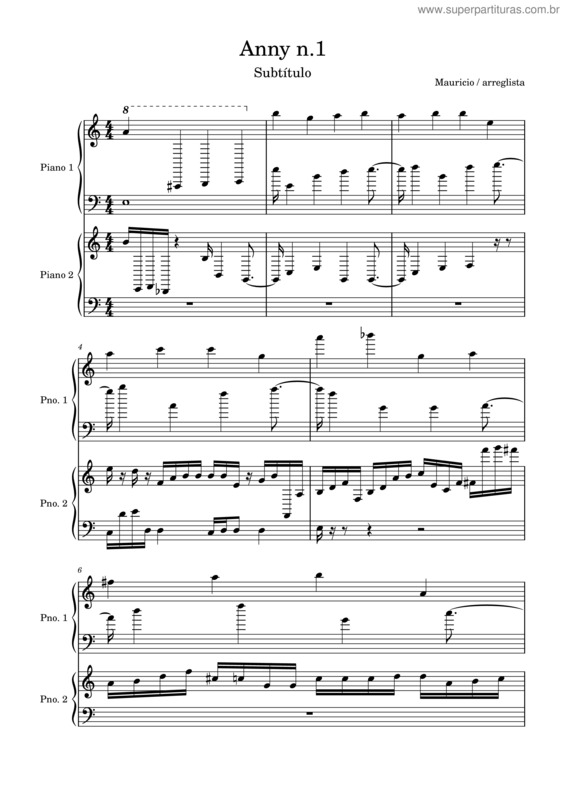 Partitura da música Piano  N2