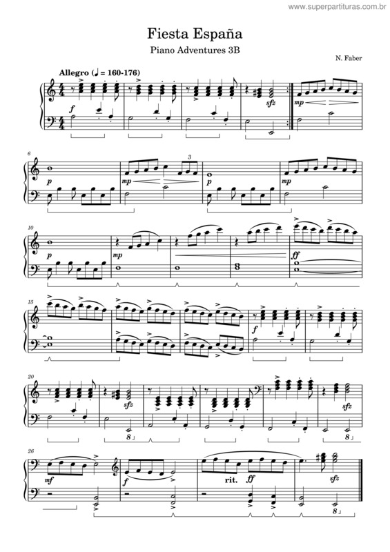 Partitura da música Piano Adventures – Nancy And Randell Faber  Fiesta España – Piano Adventures 3B