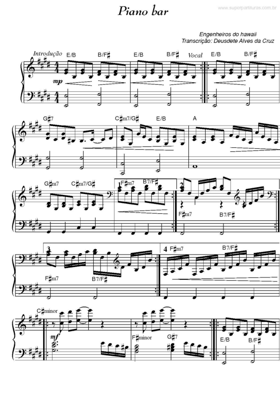 Partitura da música Piano Bar