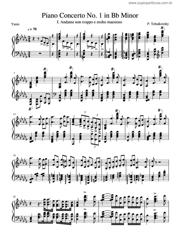 Partitura da música Piano Concerto No. 1 In Bb Minor