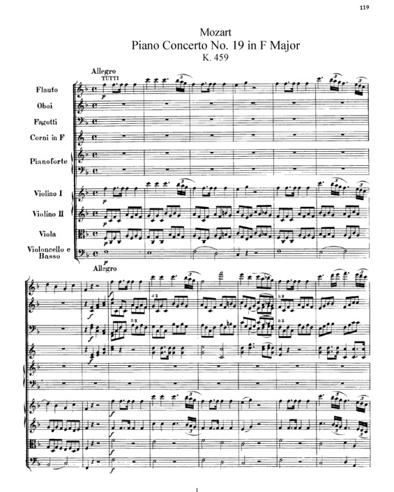 Partitura da música Piano Concerto No. 19