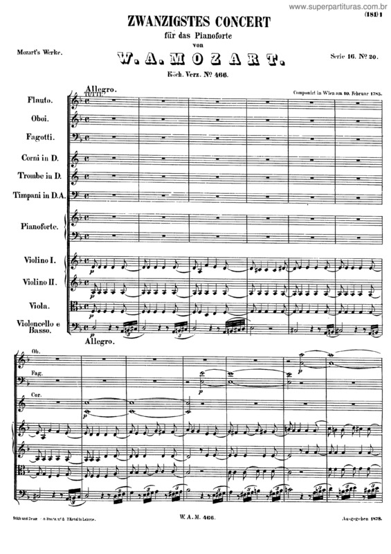Partitura da música Piano Concerto No. 20 v.2