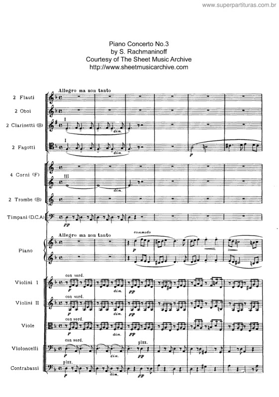 Partitura da música Piano Concerto No. 3 v.7