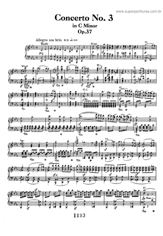 Partitura da música Piano Concerto No. 3