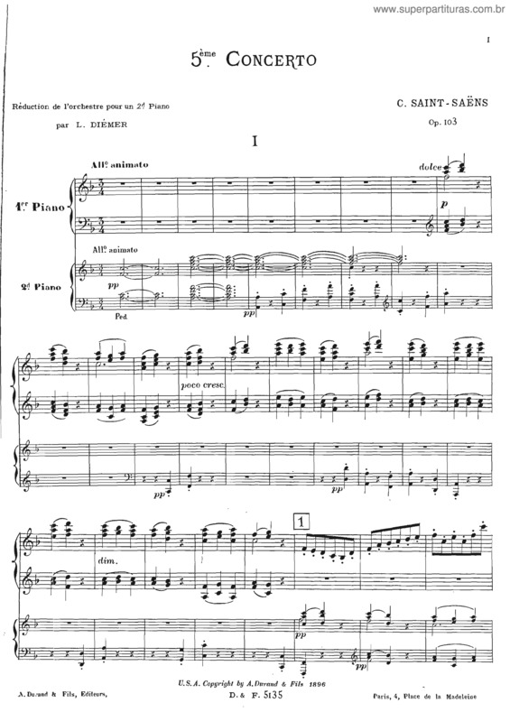 Partitura da música Piano Concerto No. 5 `Egyptian`
