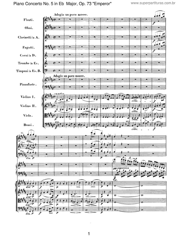 Partitura da música Piano Concerto No. 5 `Emperor` v.2