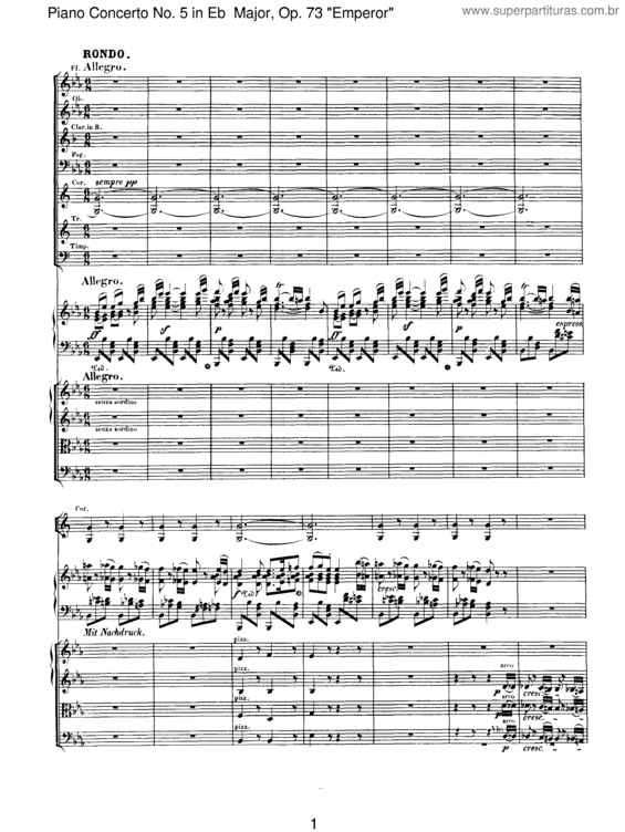 Partitura da música Piano Concerto No. 5 `Emperor` v.4