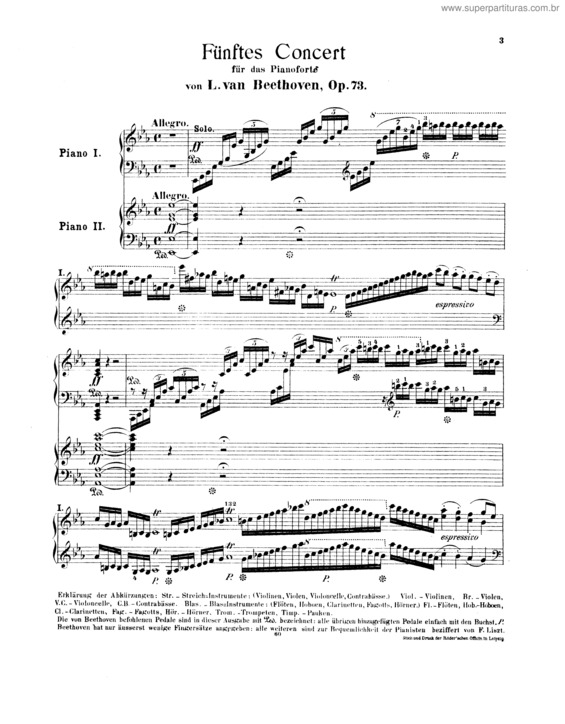 Partitura da música Piano Concerto No. 5 `Emperor`