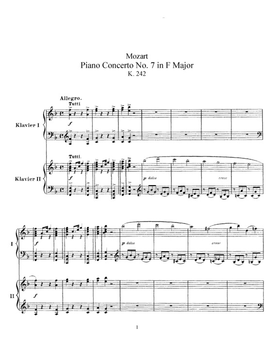 Partitura da música Piano Concerto No. 7