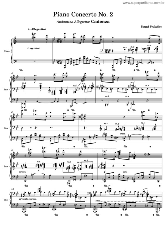 Partitura da música Piano Concerto No.2, Op.16 – Sergei Prokofiev Piano Concerto No.2, Op.16