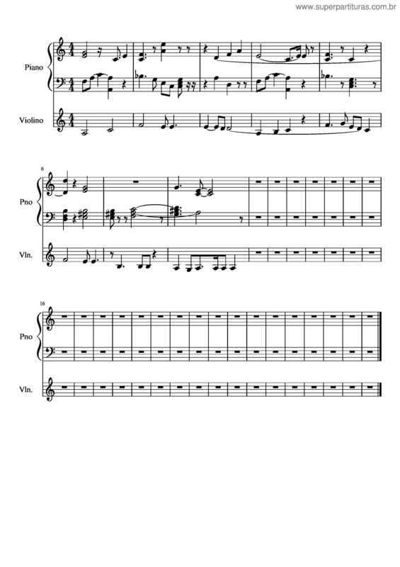 Partitura da música Piano E Voz