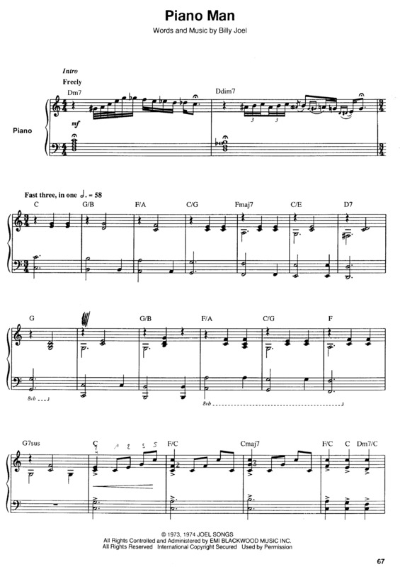 Partitura da música Piano Man v.5