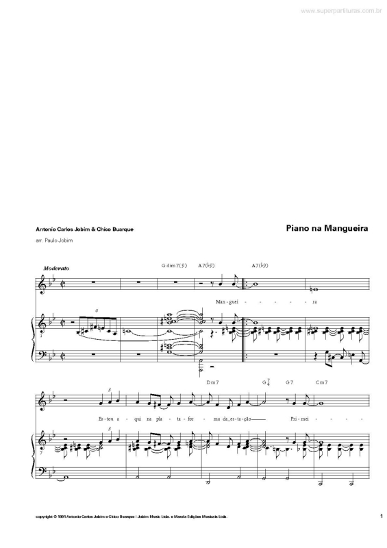 Partitura da música Piano na Mangueira