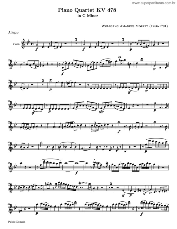 Partitura da música Piano Quartet No. 1 v.2