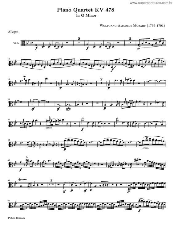 Partitura da música Piano Quartet No. 1 v.3