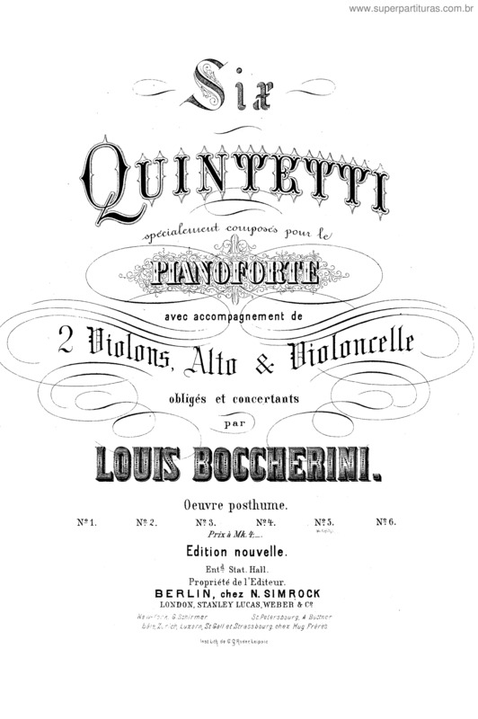 Partitura da música Piano Quintet No. 5