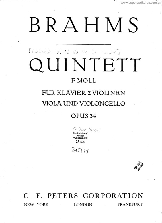 Partitura da música Piano Quintet