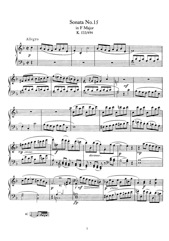 Partitura da música Piano Sonata No. 15