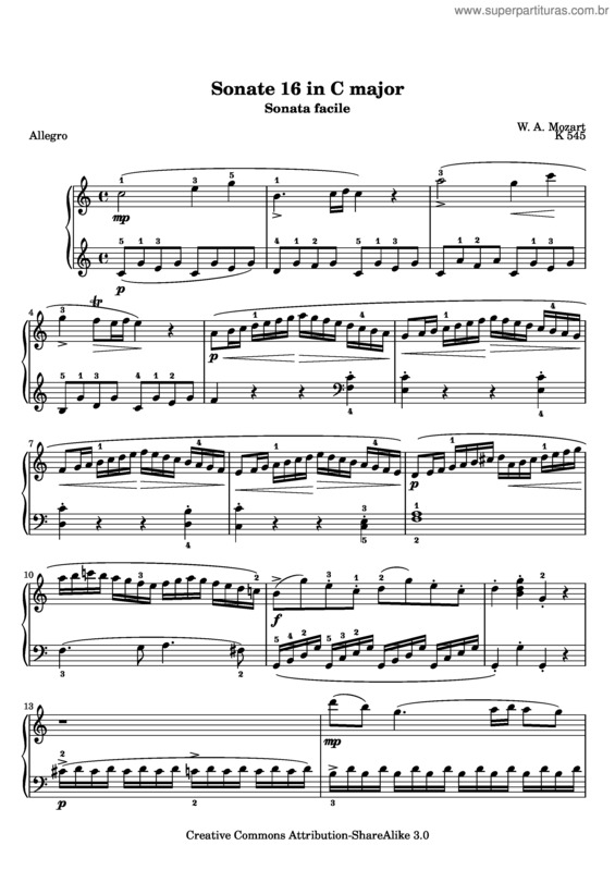Partitura da música Piano Sonata No. 16 v.2