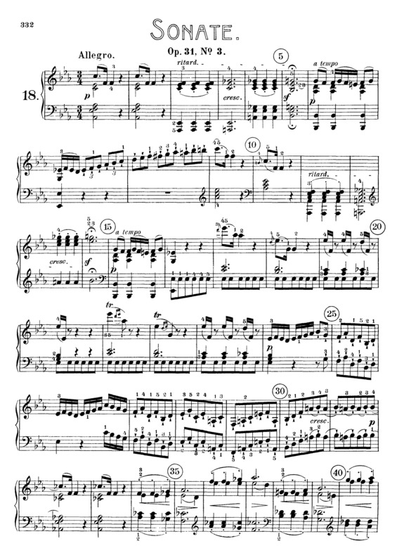 Partitura da música Piano Sonata No. 18 `The Hunt`