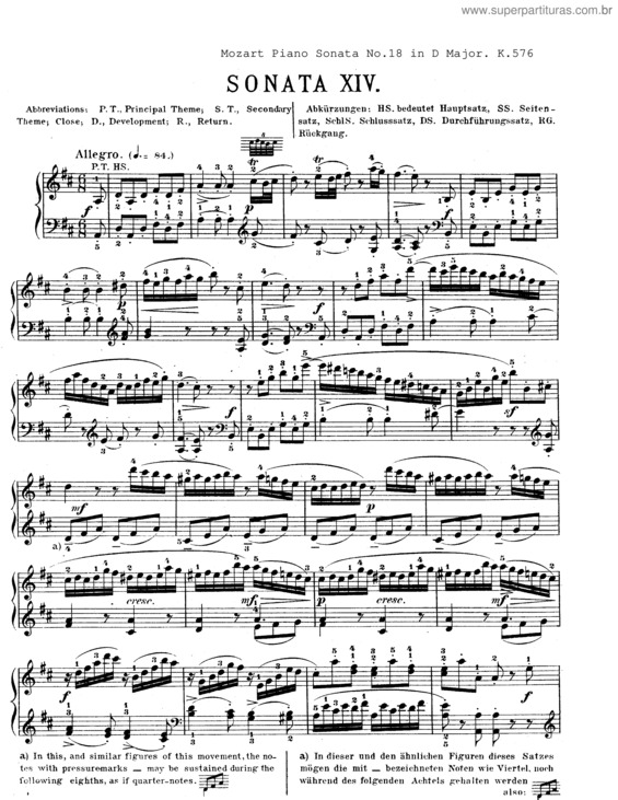 Partitura da música Piano Sonata No. 18