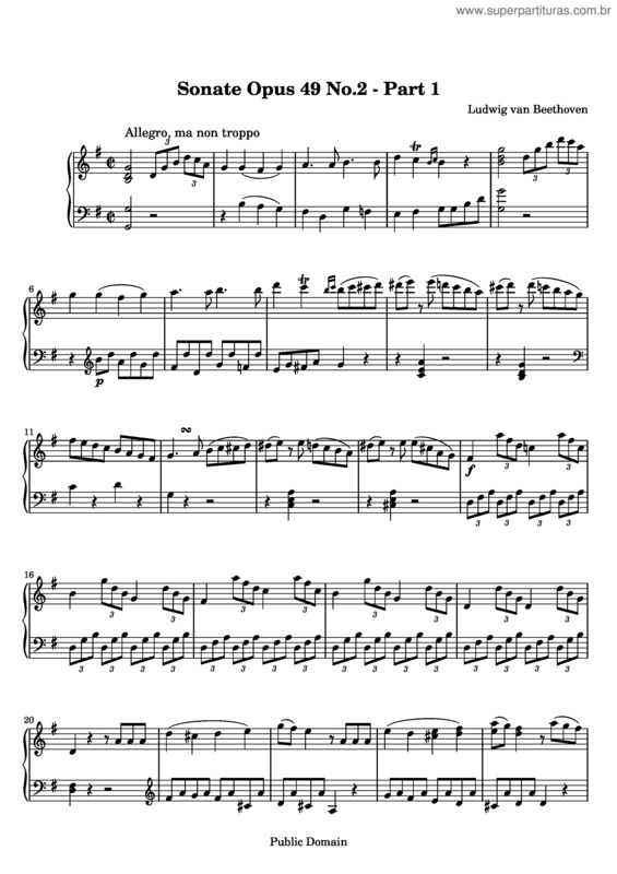Partitura da música Piano Sonata No. 20 v.2