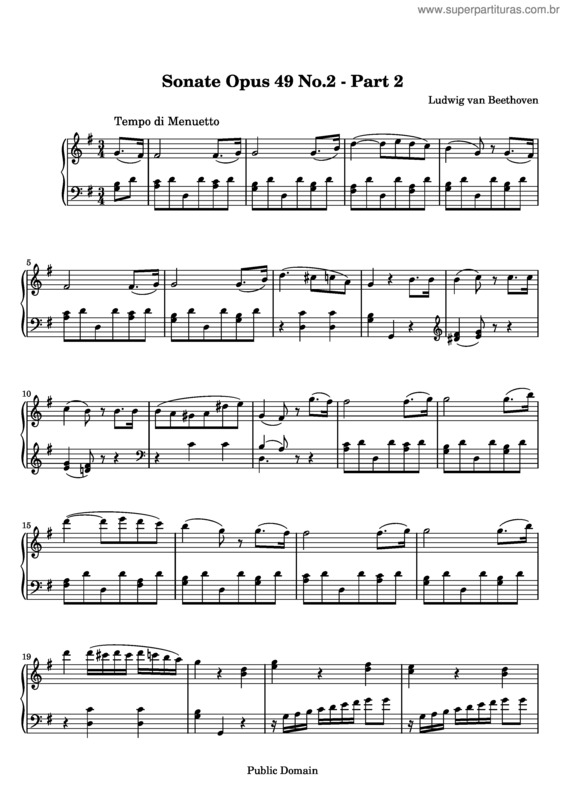 Partitura da música Piano Sonata No. 20
